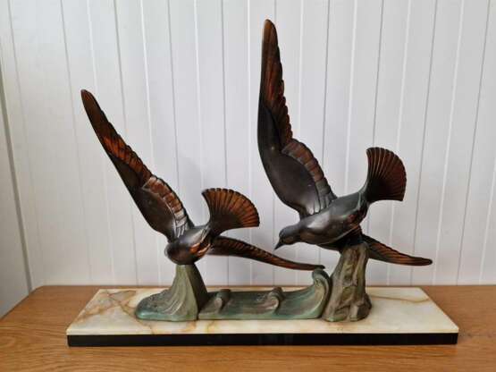 Art Deco figure Seagulls Brass Early 20th century - photo 3