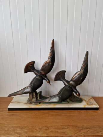 Art Deco figure Seagulls Brass Early 20th century - photo 4