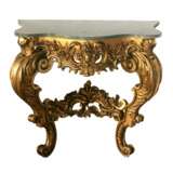 Wooden gilded console of the 19th century. Marble Rococo 19th century - photo 1