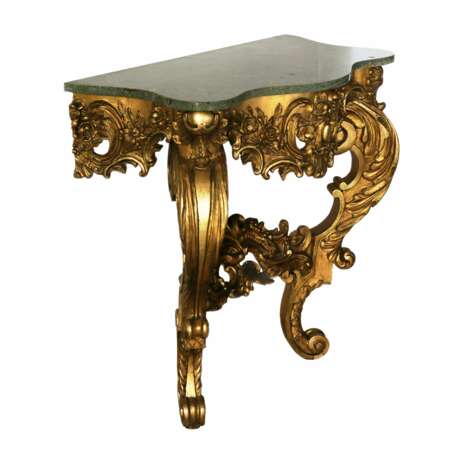 Wooden gilded console of the 19th century. Marble Rococo 19th century - photo 3 Wooden gilded console of the 19th century. Marble Rococo 19th century - photo 3