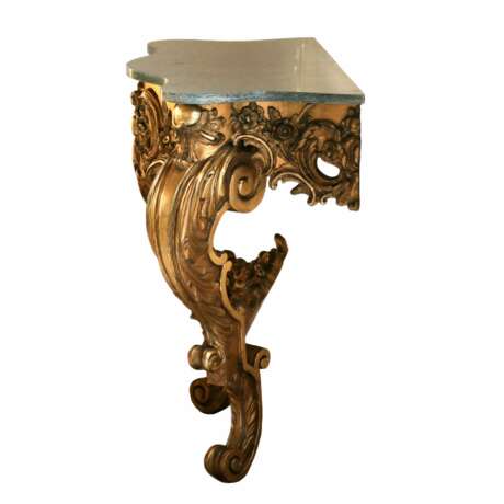 Wooden gilded console of the 19th century. Marble Rococo 19th century - photo 5 Wooden gilded console of the 19th century. Marble Rococo 19th century - photo 5