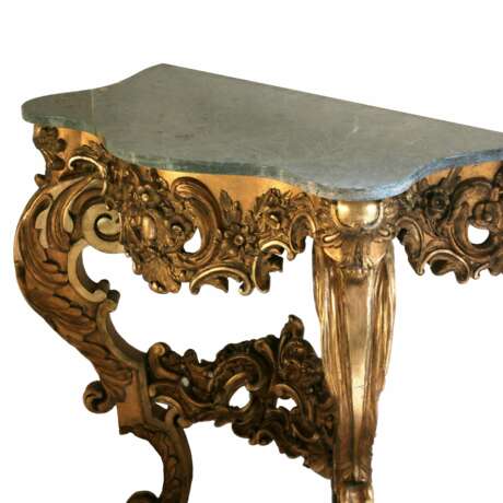 Wooden gilded console of the 19th century. Marble Rococo 19th century - photo 6 Wooden gilded console of the 19th century. Marble Rococo 19th century - photo 6
