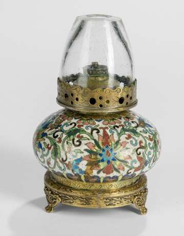Cloisonné-Opiumlampe mit Glasaufsatz und europäischer Montierung - Foto 1
