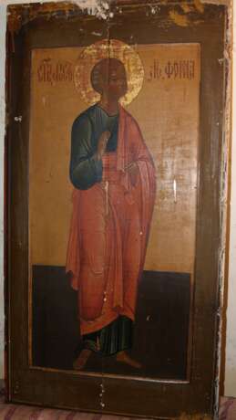 Храмовая икона св.Апостола Фомы. XIХв Levkas Tempera православный иконописный канон Апостол Фома Близнец Russian Empire XIХ век XIХ век. - photo 1