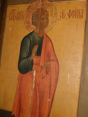 Храмовая икона св.Апостола Фомы. XIХв Levkas Tempera православный иконописный канон Апостол Фома Близнец Russian Empire XIХ век XIХ век. - photo 2