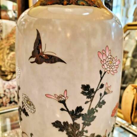 Pair of Japanese Large cloisonn&eacute; enamel Lamps 19th Century Bronze 19th century - photo 13