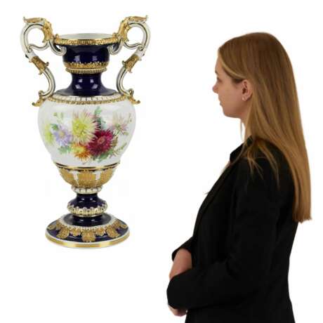 Большая салонная ваза цветы. Эрнст Август Лойтериц. Meissen 19 век Porcelain Hand Painted Gilding 19th century г. - фото 8