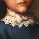 19th Century Oval Portrait of Aristocrat Girl in Gilded Frame Toile Louis-Philippe Carl X 19th century - photo 5