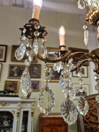  Beautiful chandelier with crystals .France.1960s Bronze Neorococo Mid-20th century - photo 3