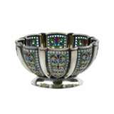 Russian silver bowl with stained glass enamel. Khlebnikov company. Moscow early 20th century Enamel Neo-Russian Early 20th century - photo 1