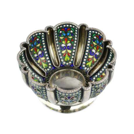 Russian silver bowl with stained glass enamel. Khlebnikov company. Moscow early 20th century Enamel Neo-Russian Early 20th century - photo 2