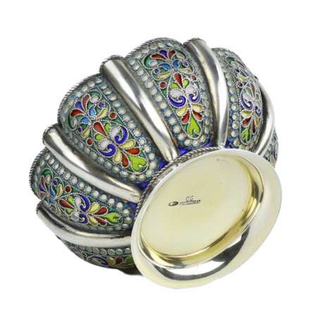 Russian silver bowl with stained glass enamel. Khlebnikov company. Moscow early 20th century Enamel Neo-Russian Early 20th century - photo 5