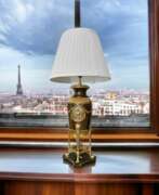 Stone. 19th-Century Empire-Style Lamp in Gilt Bronze and Brown Patina with Marble Base
