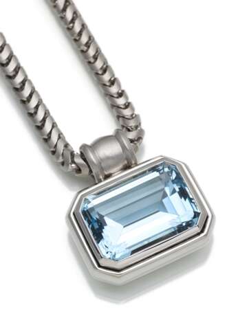 Schlangenkette mit Aquamarinanhänger - Foto 3