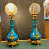 Pair Of Blue-glazed earthenware lamps in the Th&eacute;odore Deck style 19th century Bronce 19th century - photo 11