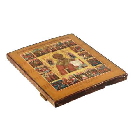 Icon of Saint Nicholas with life on a cypress board second half of the 19th century. Wood gesso gilding tempera 19th century - photo 3