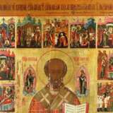 Icon of Saint Nicholas with life on a cypress board second half of the 19th century. Wood gesso gilding tempera 19th century - photo 4