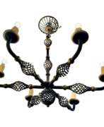 Aperçu. Art Deco Wrought Iron Chandelier with Six Arms, 1940