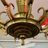 Eight-Armed Chandelier with Red or Black Lampshades Art Deco Mid-20th Century Бронза Antiquity 20th century г. - фото 5