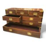 19th Century English Campaign Marine Chest of Drawers in Mahogany Metal 19th century - photo 4