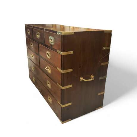 19th Century English Campaign Marine Chest of Drawers in Mahogany Metal 19th century - photo 5