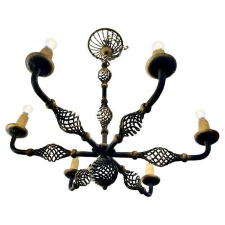 Art Deco Wrought Iron Chandelier with Six Arms 1940 Cast iron Mid-20th century - photo 1