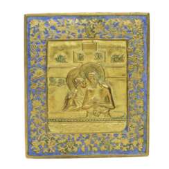 DO NOT WEEP FOR ME, MOTHER CAST BRASS ICON WITH ENAMEL RUSSIA, MID-19TH CENTURY