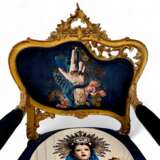 Pair of Louis XV style Gilt Armchairs with Surrealist Iconography Upholstery Textilien Baroque 19th century - Foto 4