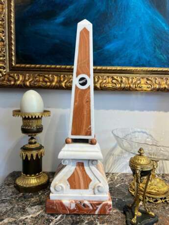 19th Century Pair of Obelisks in Carrara Marble Sicilian Jasper &amp; Black Portoro Marbre Napoleon III 19th century - photo 9