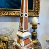 19th Century Pair of Obelisks in Carrara Marble Sicilian Jasper &amp; Black Portoro Marbre Napoleon III 19th century - photo 11