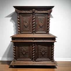 French Renaissance Revival Carved Oak Buffet &agrave; Deux Corps, 19 Century