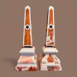 19th Century Pair of Obelisks in Carrara Marble Sicilian Jasper &amp; Black Portoro Marmor Napoleon III 19th century - Foto 5