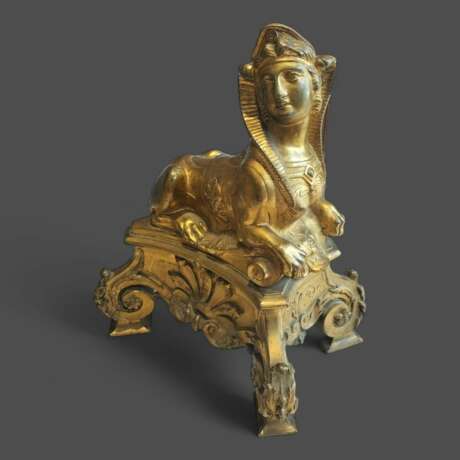 Pair of 19th Century Gilt Bronze Fire Dogs in the Ancient Egyptian Style Bronze 19th century - photo 8