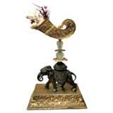 Unique Elephant Statue in Bronze with Coral 20th Century Bronze Other style 20th century - photo 1