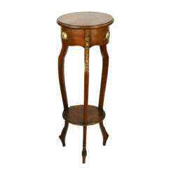 Console table with porcelain medallions and brass-bronze decor, third rococo style. 