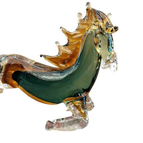 20th Century Green and Orange Horse Sculpture in Blown Murano Glass from Venice Murano glass - фото 2