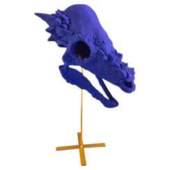 Blue Reverie 3 on a Base, Sculptural Replica of a skull, 21st Century