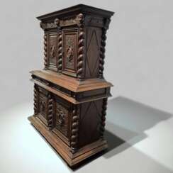 French Renaissance Revival Carved Oak Buffet &agrave; Deux Corps, 19 Century