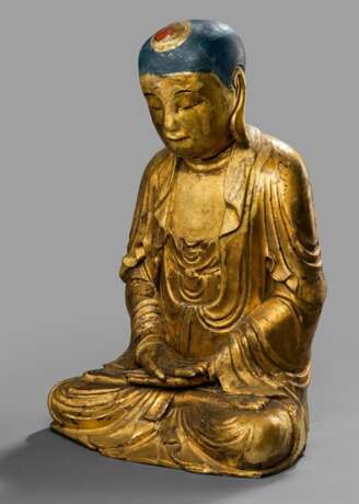 Lackvergoldete Skulptur des Buddha Shakyamuni - photo 1