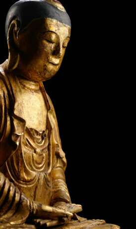 Lackvergoldete Skulptur des Buddha Shakyamuni - photo 2