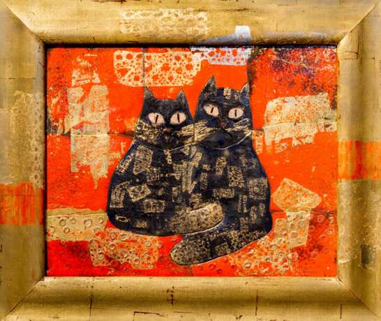 Cats love Enamels on copper 21th century - photo 1