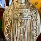 Late 17th Century Reliquary Bust of a Bishop in Gilded Wood Bois laqué 17th century - photo 5