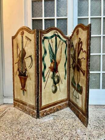 18th Century French Antique Paravent Screen with Three Leaves Lacquered wood Louis XIV - Regency 18th century - photo 7