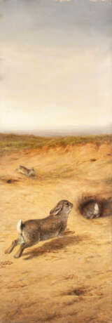 Vier Hasengemälde in einem Paravent. - photo 3