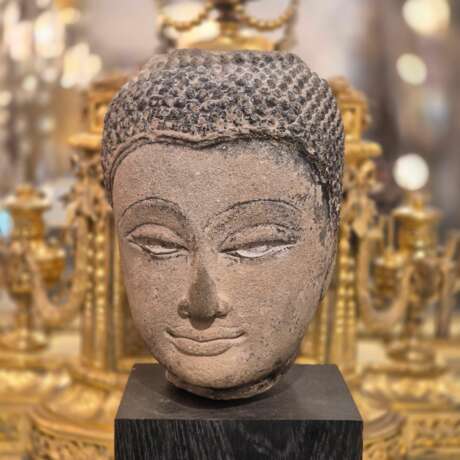 Shakyamuni Buddha head in sandstone Thailand Ayutthaya 17th century Steinzeug 17th century - Foto 4