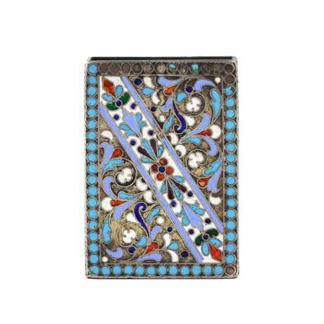Silver matchbox with polychrome filigree enamel. Moscow. Workshop Shaposhnikov. Silver 84 Cloisonné enamel Neo-Russian At the turn of 19th -20th century - photo 2