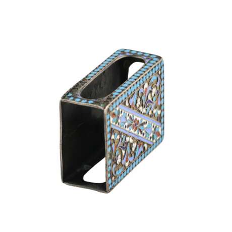 Silver matchbox with polychrome filigree enamel. Moscow. Workshop Shaposhnikov. Silver 84 Cloisonné enamel Neo-Russian At the turn of 19th -20th century - photo 4