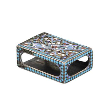 Silver matchbox with polychrome filigree enamel. Moscow. Workshop Shaposhnikov. Silver 84 Cloisonné enamel Neo-Russian At the turn of 19th -20th century - photo 5