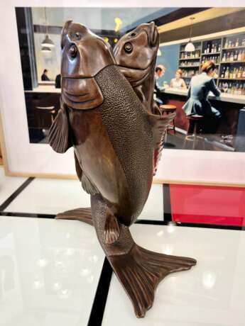 Edouard Marcel Sandoz entwined carps bronze Susse Fr&egrave;res foundrymen 1920 Bronze 20th century - photo 3