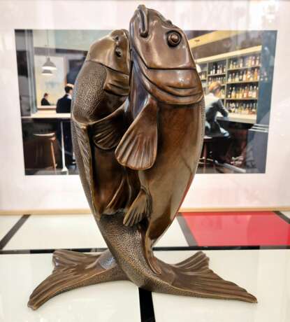 Edouard Marcel Sandoz entwined carps bronze Susse Fr&egrave;res foundrymen 1920 Bronze 20th century - photo 5